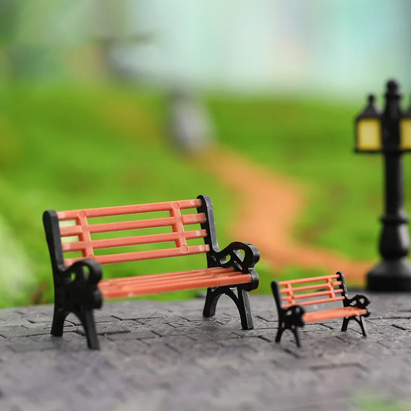 

3 шт., красный/белый стул для парка, светлый кукольный домик, Декор, миниатюрный для детской комнаты, декор «сделай сам»