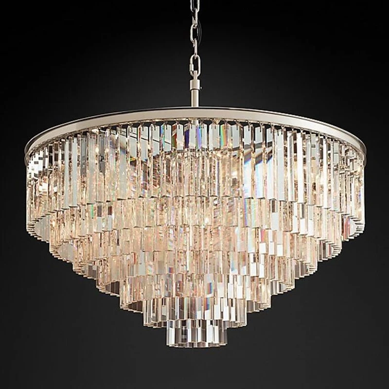 

Modern chrome crystal chandelier lighting villa family restaurant hotel decoration luxury round creative minimalist chandelier