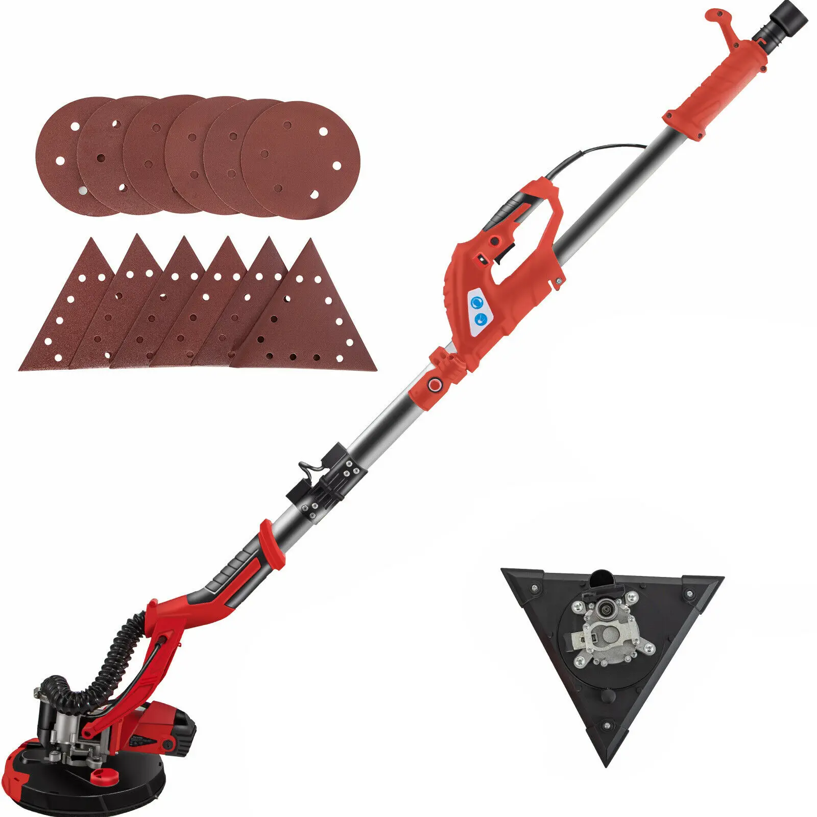 

Dual-Head Drywall Sander 850W Variable Speeds Sanding w/ LED Light & Pad