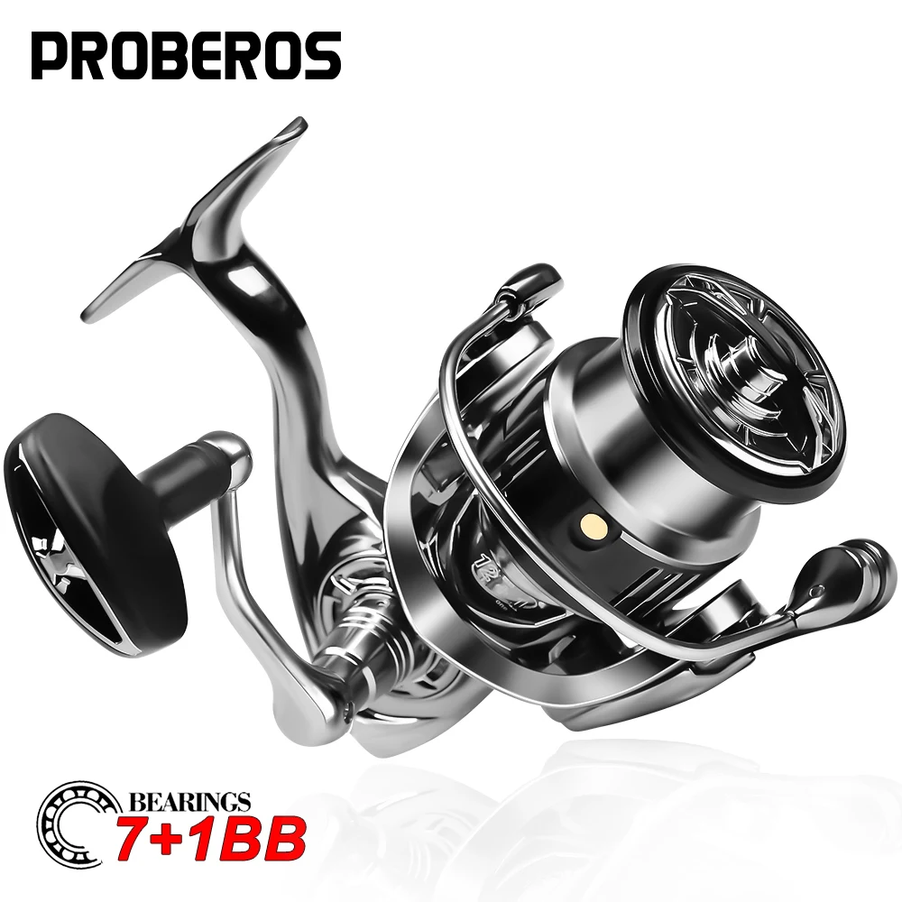 PROBEROS Full Metal Coil Reel 5.1:1/5.5:1 Gear Ratio Right&Left Inter-changeable Handle Fishing Wheel Water Proof Spinning Reel