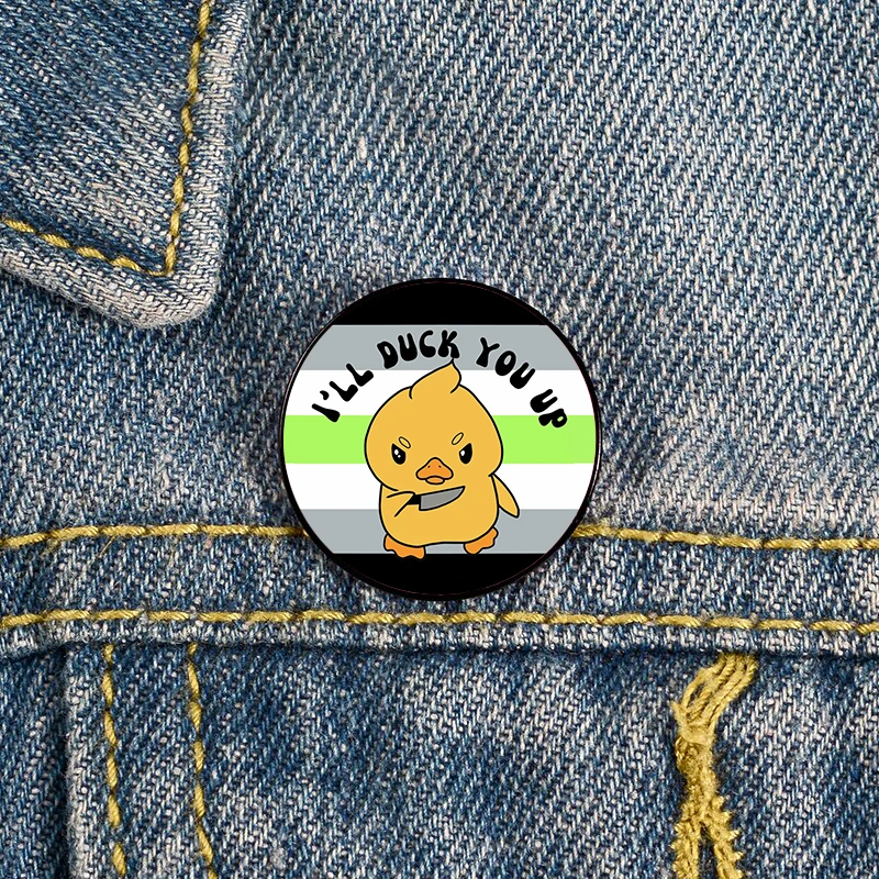 

Agender Pride I'll duck you up Pin Custom Funny vintage Brooches Shirt Lapel teacher Bag Cute Badge pins for Lover Girl Friends