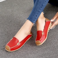 plus size 34 44 fashion mom leather shoes flat non slip springautumn womans casual shoes thick platform comfortable loafers