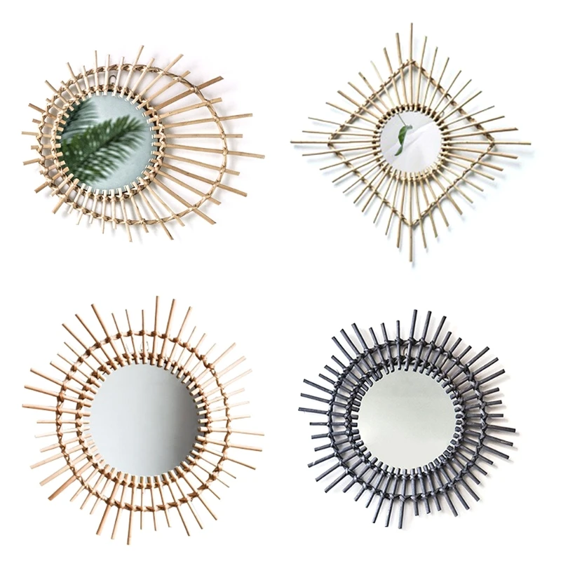 

Туалетное зеркало из ротанга, инновационное художественное украшение, креативные настенные зеркала для макияжа G99A