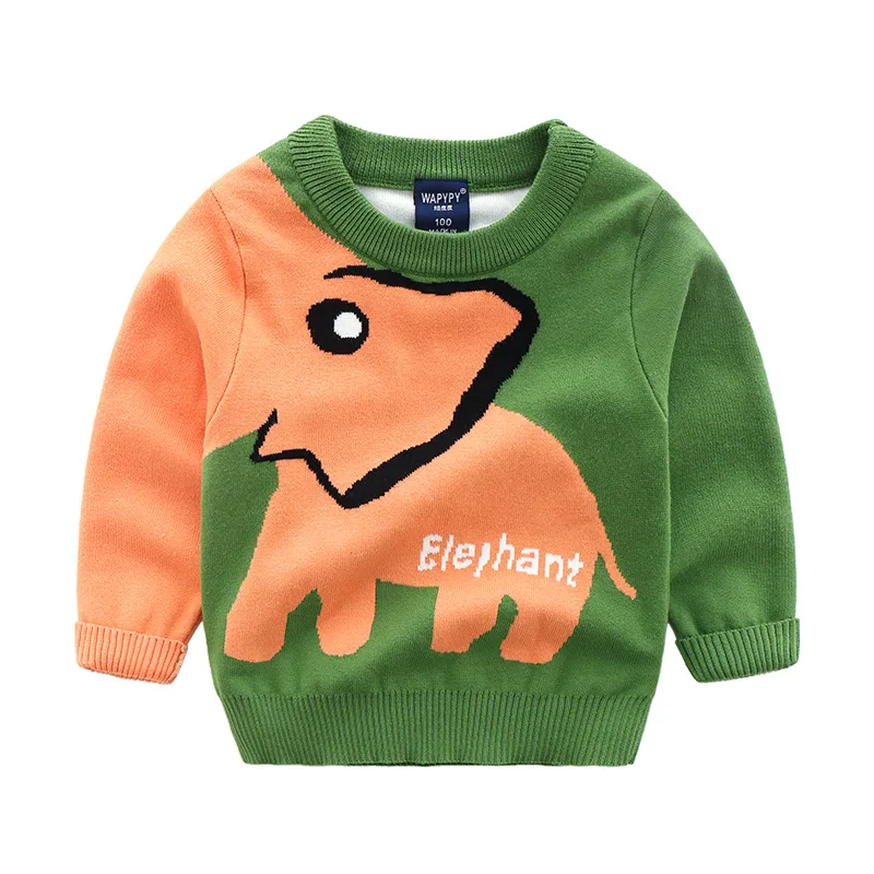 

ZWY1940 Boy Children's T-shirts Cartoon Various Pattern Shirts Casual Crew Neck for Long Sleeve Top Baby Clothes