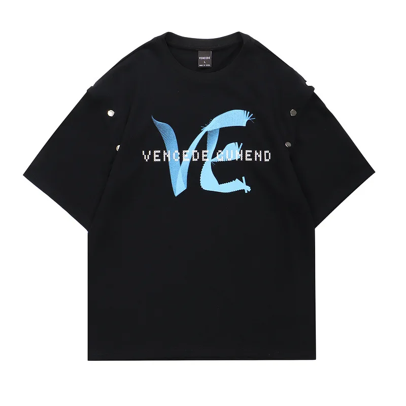 

Men’s 2022 new summer sleeve removable loose casual short-sleeved t-shirt top