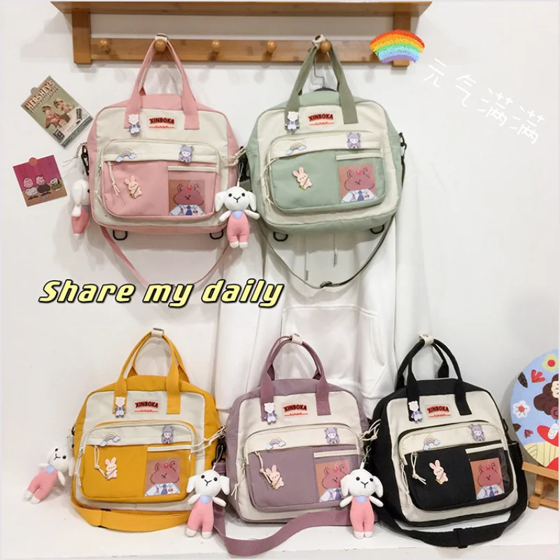 Large Capacity Student Bags 2022 New Canvas Bag Girls Boys Shoulder Simple Handbag Postman Bag