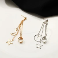 1pc party accessories women fake cartilage jewelry long tassel dangle stud earring moon star earrings ear cuff