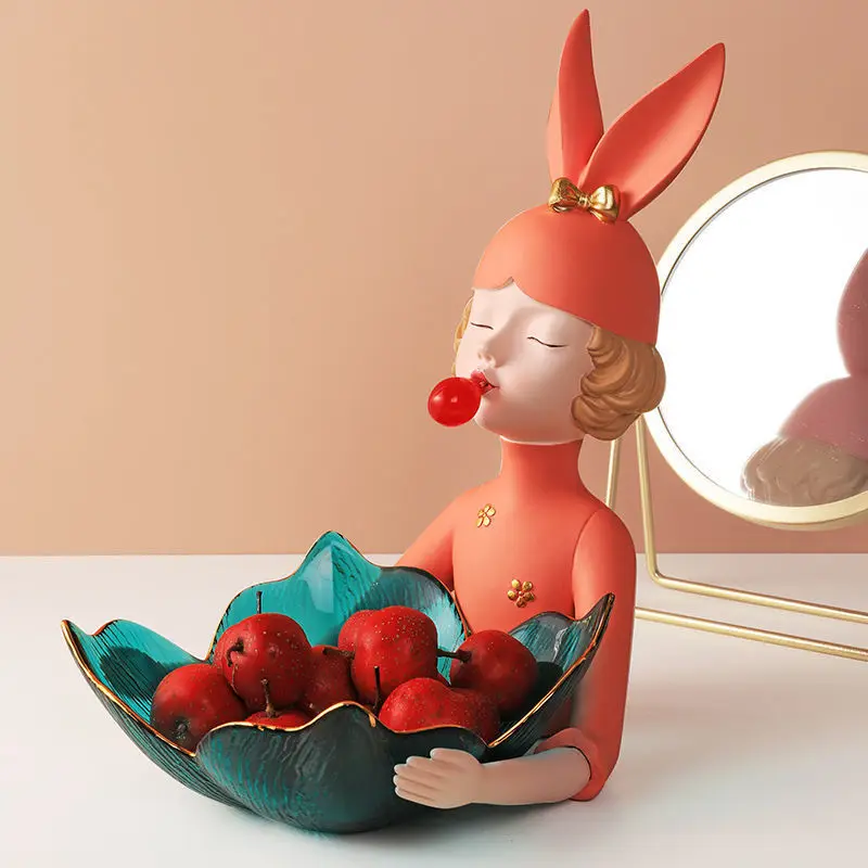 

Роскошные аксессуары для украшения дома в скандинавском стиле, поднос для фруктов для девочек, лоток для гостиной, статуя, офисное украшение, подарки для девочек