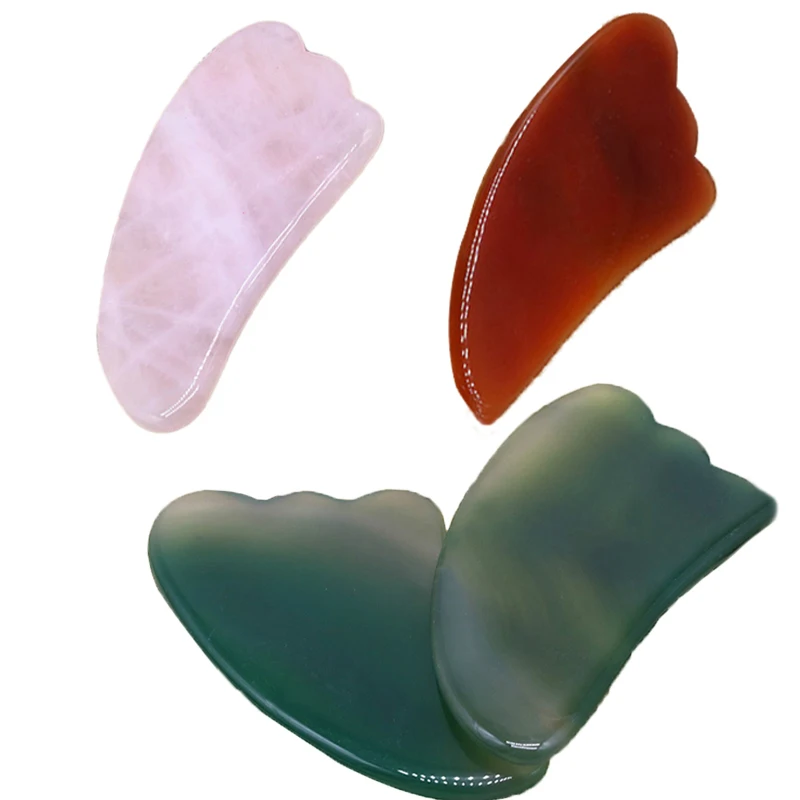 

Скребок китайский для гуаша, пластина из натурального камня розово-зеленого цвета, инструменты для лица, шеи, спины, тела, иглоукалывания