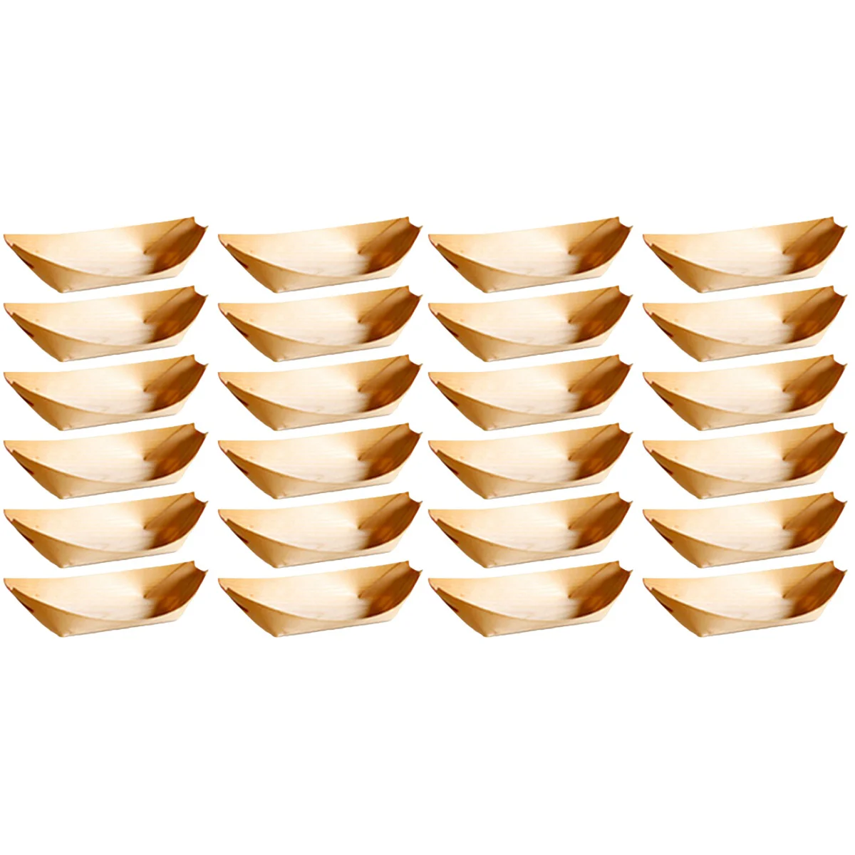

100 Pcs Disposable Wooden Tray Large Natural Birch Wooden Serving Boats Plates Dishes for Foods Snacks Nibbles (6X4X2cm)