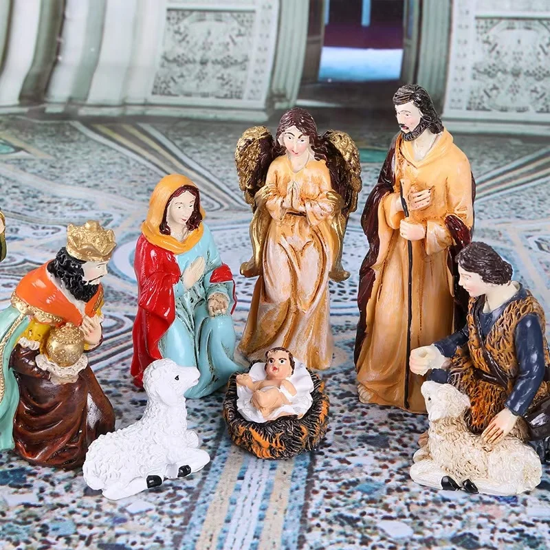 Рождественские фигурки из смолы 11 шт. настольные сцены наборы рождественских