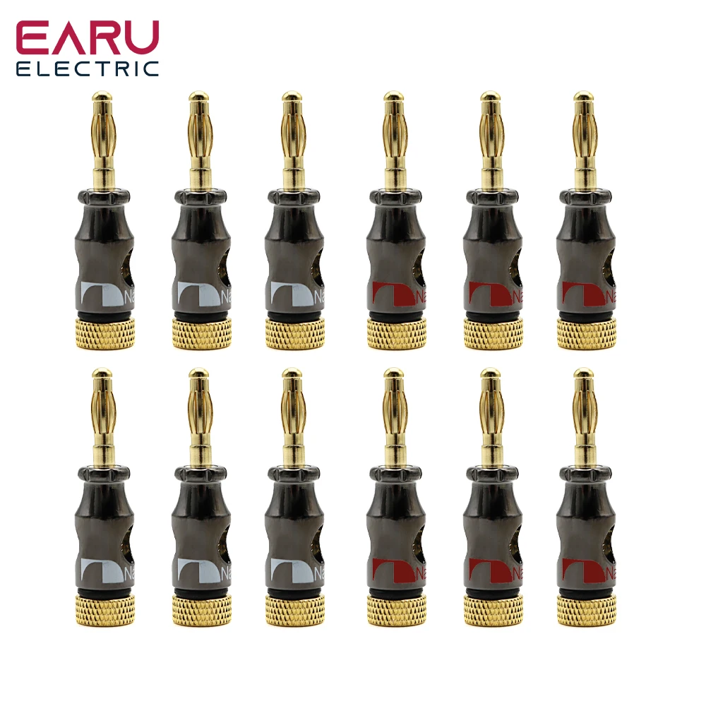 

12Pcs Nakamichi 4mm Banana Plug Spiral Type 24K Gold Screw Stereo Speaker Audio Copper Terminal Adapter Electronic Connector