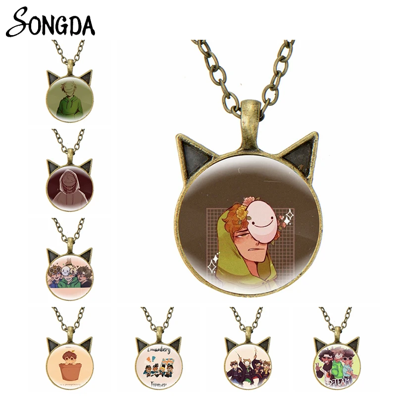 

Anime Game Dream Smp Necklace for Women Men Cartoon Figures Cat Ear Pendant Necklace Collar Cosplay Otaku Jewelry Fans Gifts