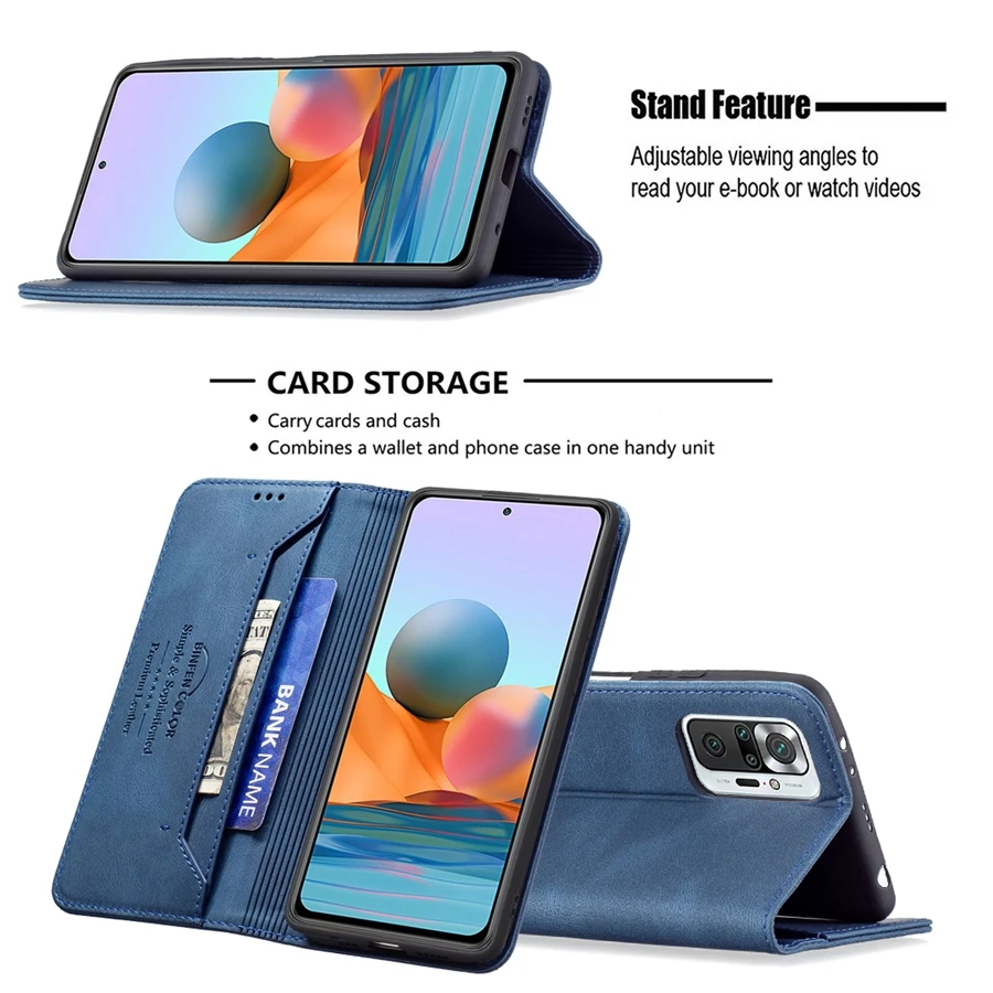 Wallet Anti-theft Brush Leather Case For Xiaomi Redmi 10 9 9A 9C 9T Note 10/10S/10T/10 Pro/9 Pro Xiaomi 12 11T Poco X3 Pro/F3/M3