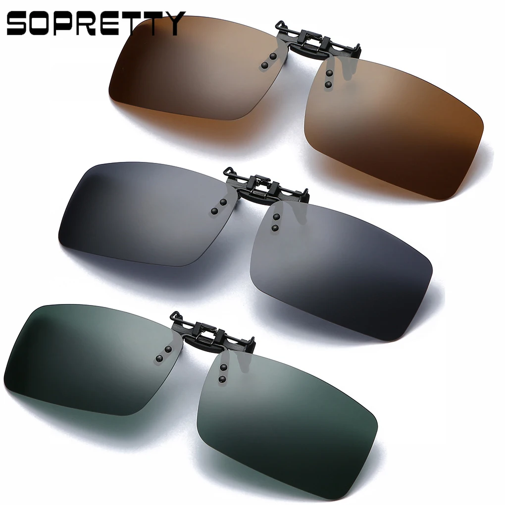 

New Arrival Polarized Flip-up Sunglasses Clips for Myopia glasses, Retro Square Alloy glass Clip-on Turn-Up Sunglass Clip C1-7