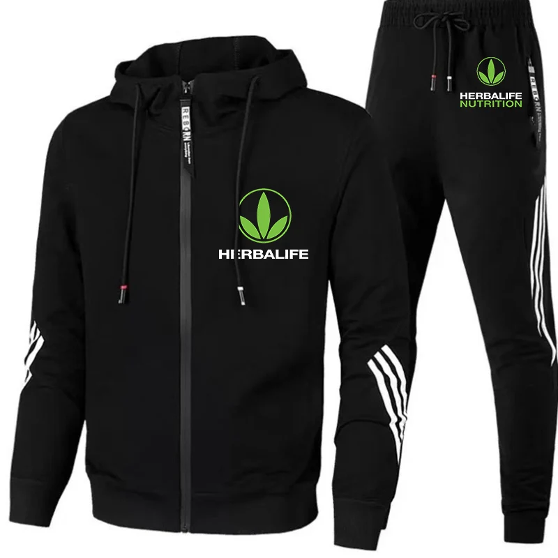 

HERBALIFE NUTRITION Spring Print 2 Pieces Sets Tracksuit Hooded Sweatshirt+pants Pullover Hoodie Sportwear Suit Clothes
