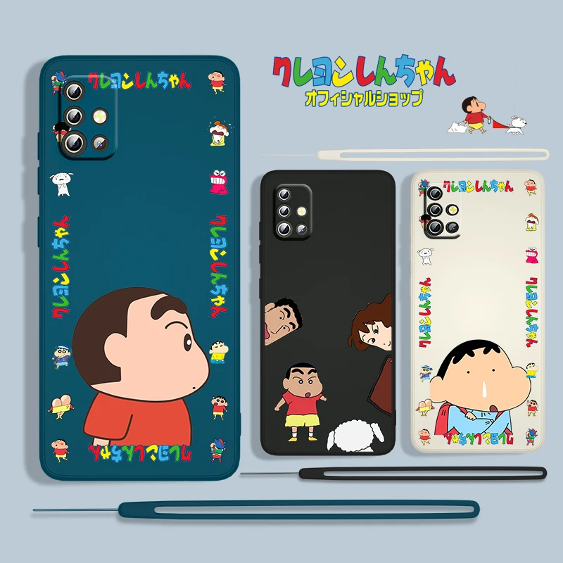 

Anime Crayon Shin-chan For Samsung Galaxy A73 A53 A33 A52 A32 A22 A71 A51 A21S A03S A30S A50 Liquid Rope Phone Case Cover Fundas