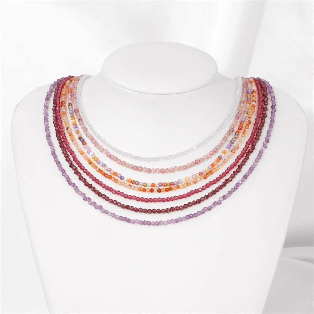 Ожерелье из красного розового камня с бусинами 2 мм маленький турмалиновый