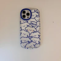 cartoon blue dogs oval case for iphone 13 pro max back phone cover for 12 11 pro max x xs xr 8 7 plus se 2020 capa