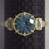 trendy creative gold color blue crystal watch shaped female alloy metal ring for women party jewelry accessories
