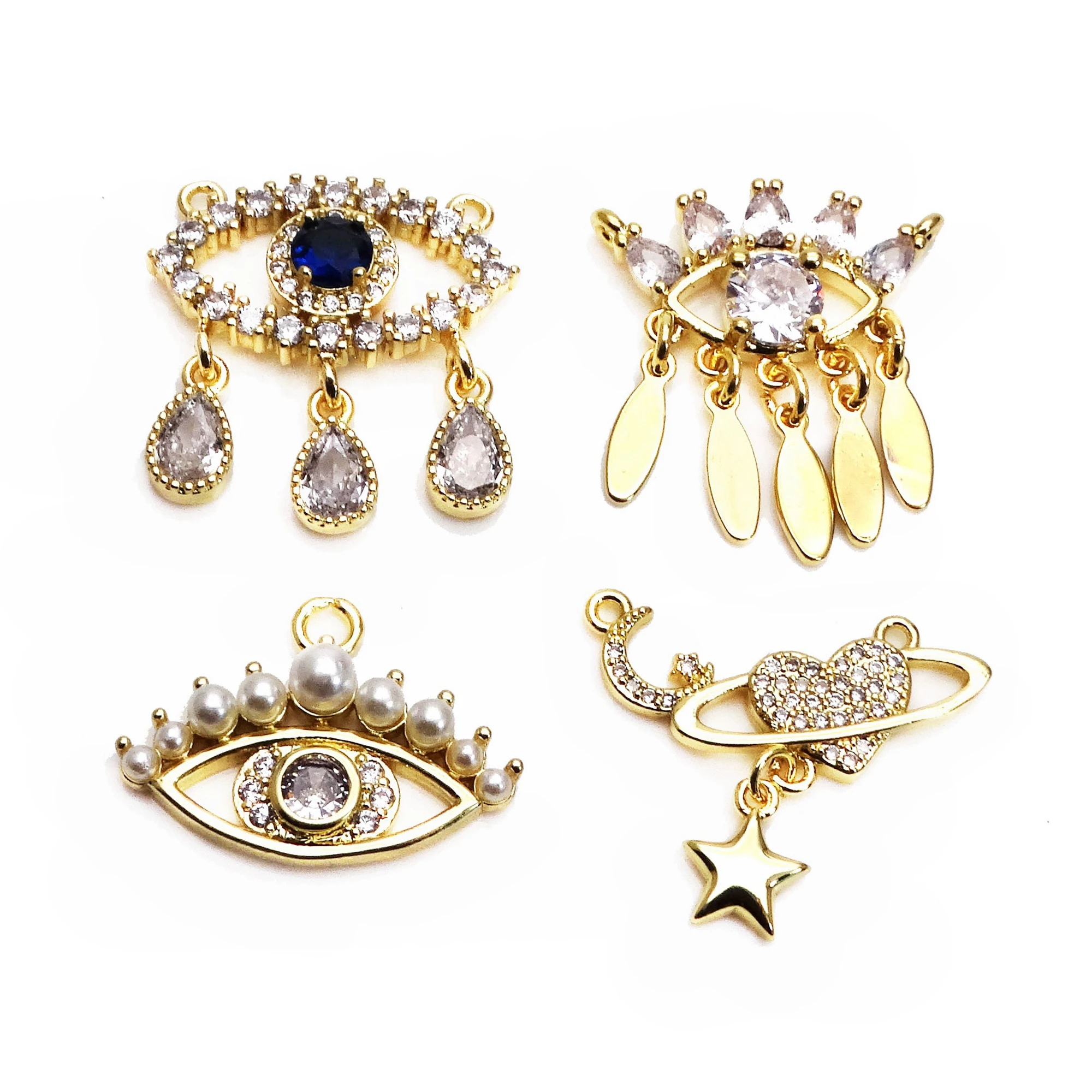 

Magic eye pendant Fringe style eyes charms Micro inlay zircon Gold plated love pendant DIY necklace make fittings accessorie