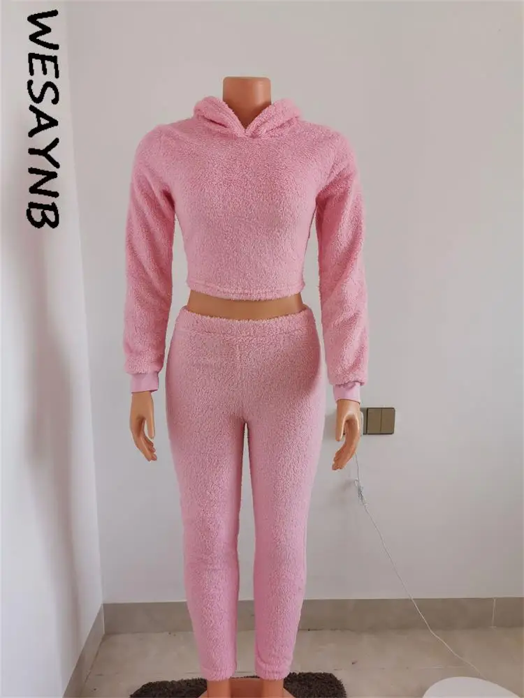 Женский теплый повседневный комплект из 2 предметов толстовка с длинным рукавом