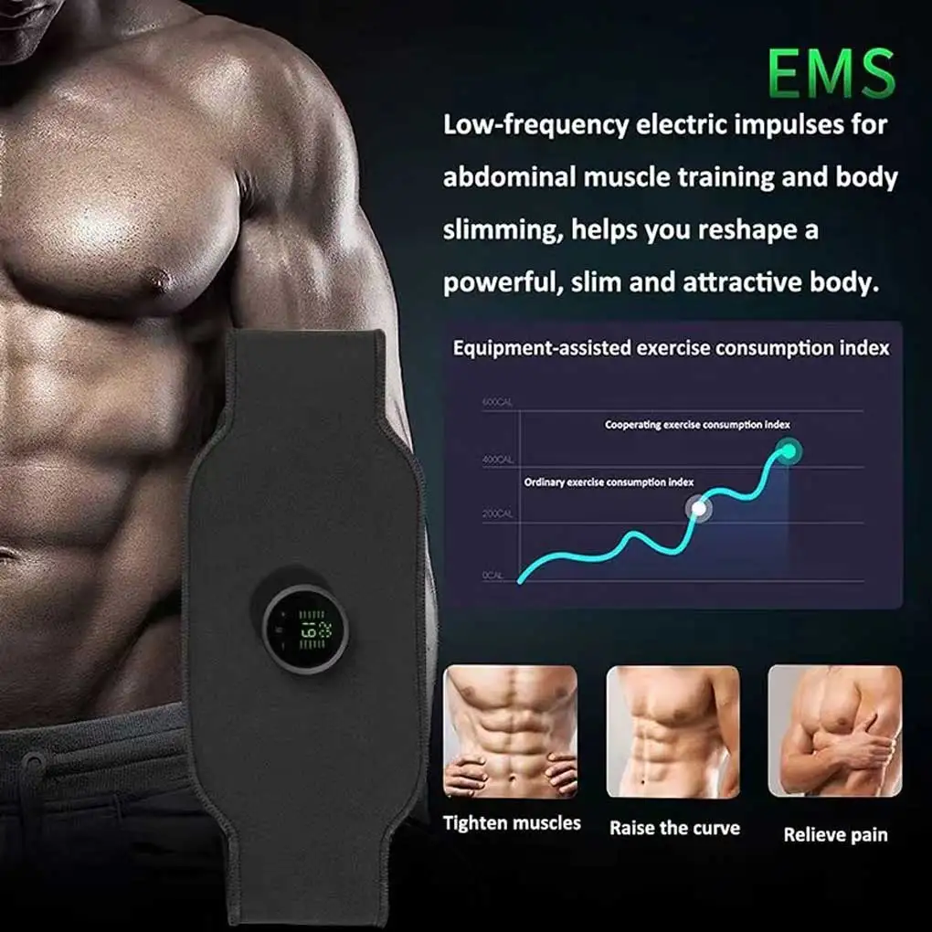

Body Abdominal Trainer Rechargeable Fitness Belt Electronic Slimming Belts Abdomen Waist Support Home Muscle Training Device