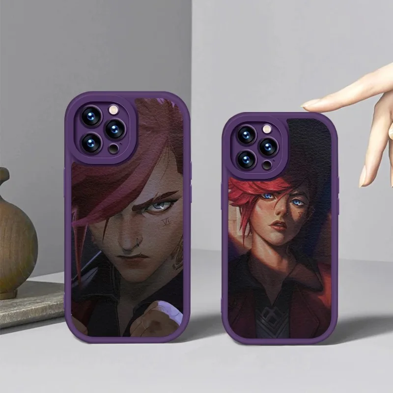 

Arcane Vi Game Phone Case Purple For IPhone 14 11 13 12 Pro Max Mini Xs X Xr 7 8 Plus SE2020 Leather Silicone Texture Coque