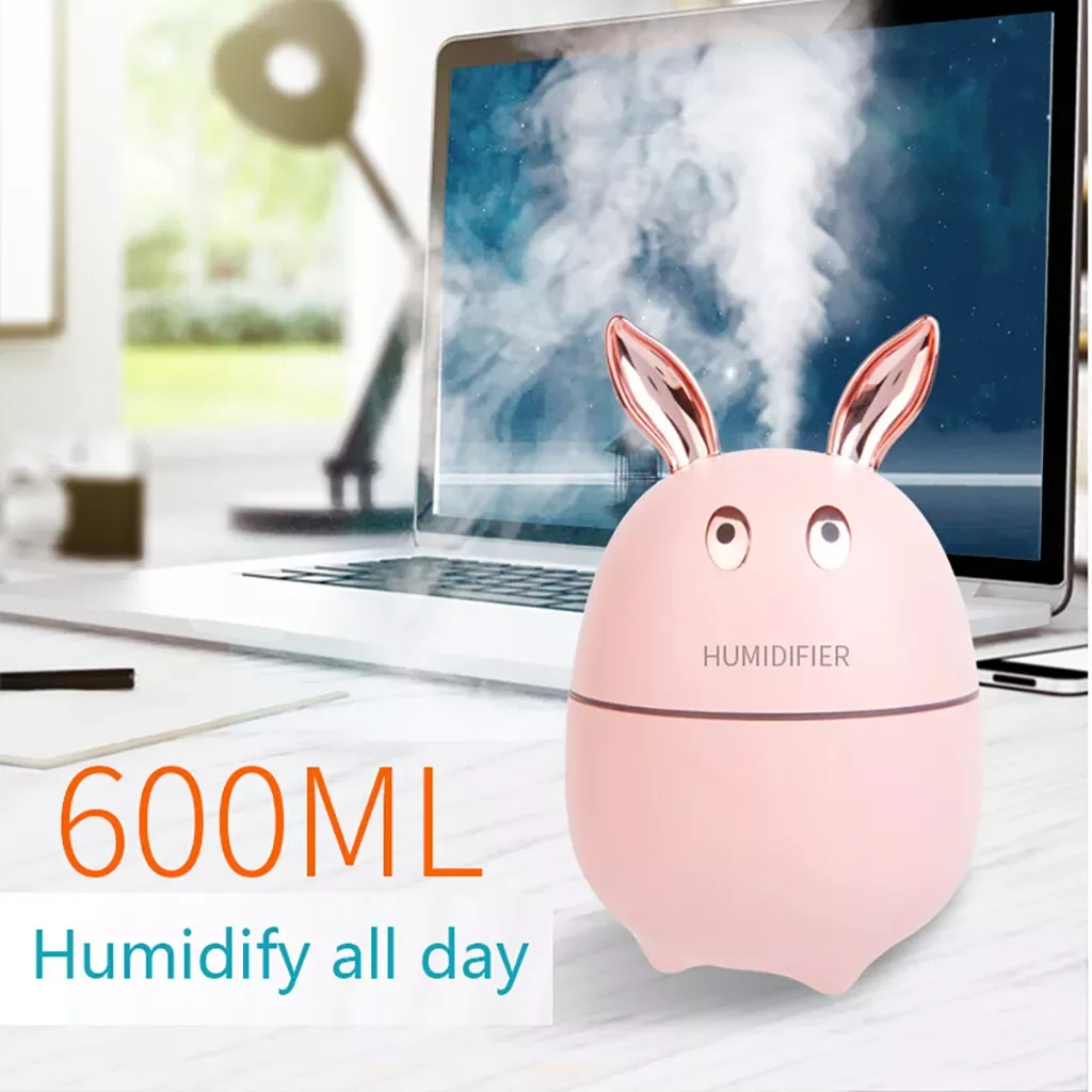 600ml Air Humidifier Cute Rabbit Ultra-silent Usb Aroma Essential Oil Diffuser Car Humidificador Air Purifier Mist Maker#dg4