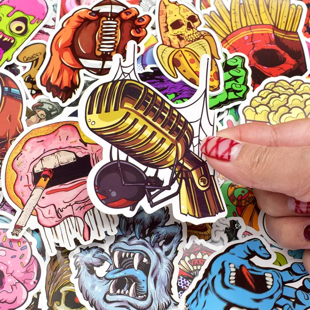 100pcs Horror Punk Sticker Graffiti Dark Skeleton Sexy Waterproof Stickers for Sticker on Laptop Luggage Bumper Bike Helmet Car 4