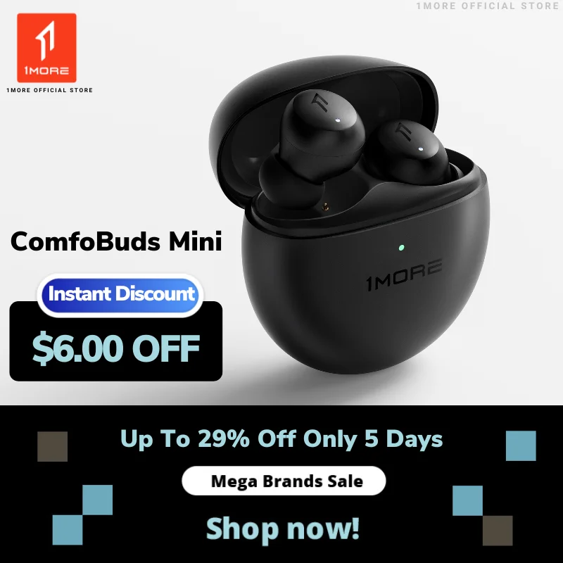 [World Premiere] 1MORE ComfoBuds Mini Bluetooth Earphones 40dB Active Noise Canceling Wireless Headphones 4 Mic DNN Tws