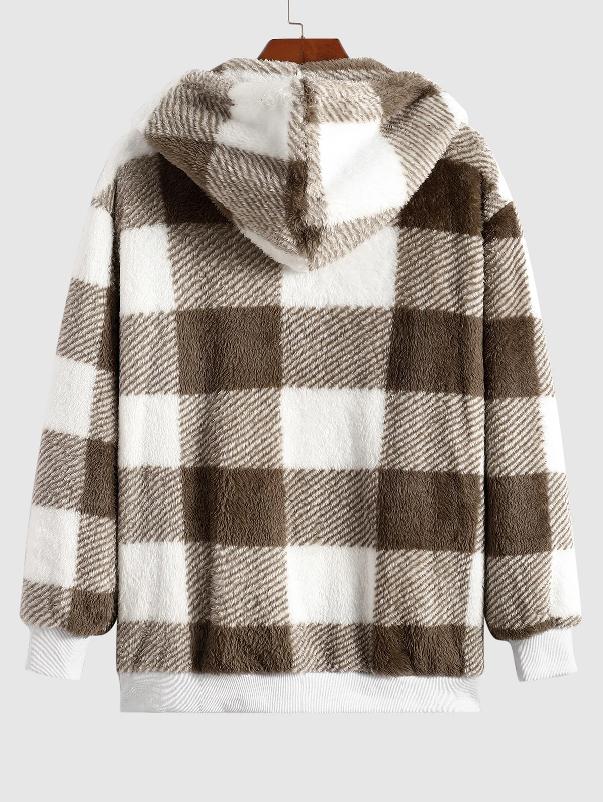 Термокуртка мужская из искусственного меха с капюшоном на пуговицах