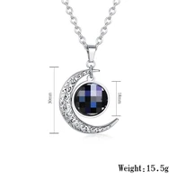new products hot selling fashion trend jewelry pupil longan time gemstone necklace half moon pendant necklace
