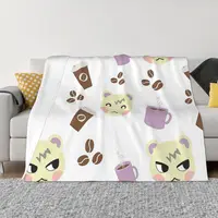 Animal Crossing New Horizons Blanket Flannel Marshal Coffee Pattern Cozy Soft FLeece Bedspread