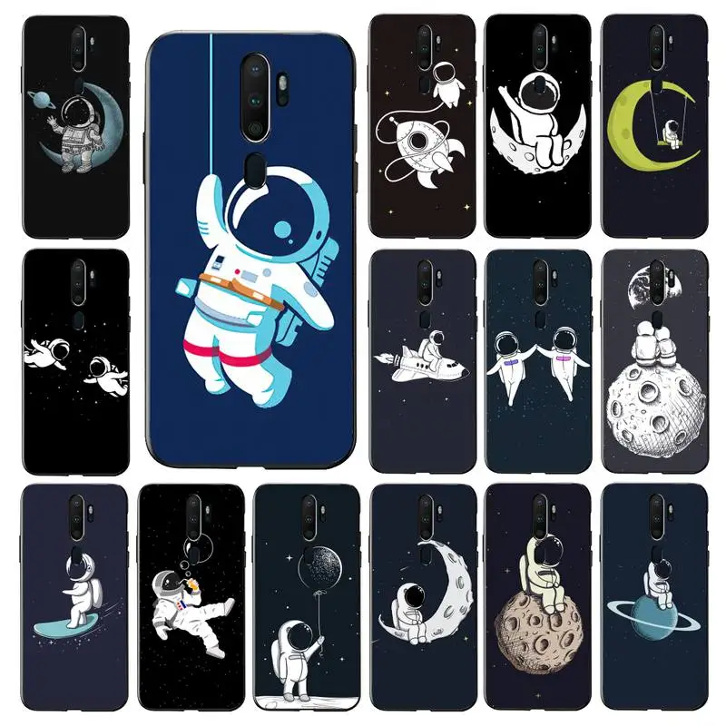 

YNDFCNB Space Astronaut Phone Case for Vivo Y91C Y11 17 19 17 67 81 Oppo A9 2020 Realme c3