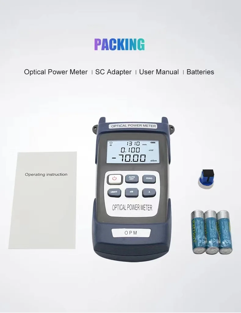 NJ233 High Precision Optical Power Meter FTTH Fiber Optic Construction Tools  -70~+10dBm and -50~+26dBm FTTH fiber tester OPM