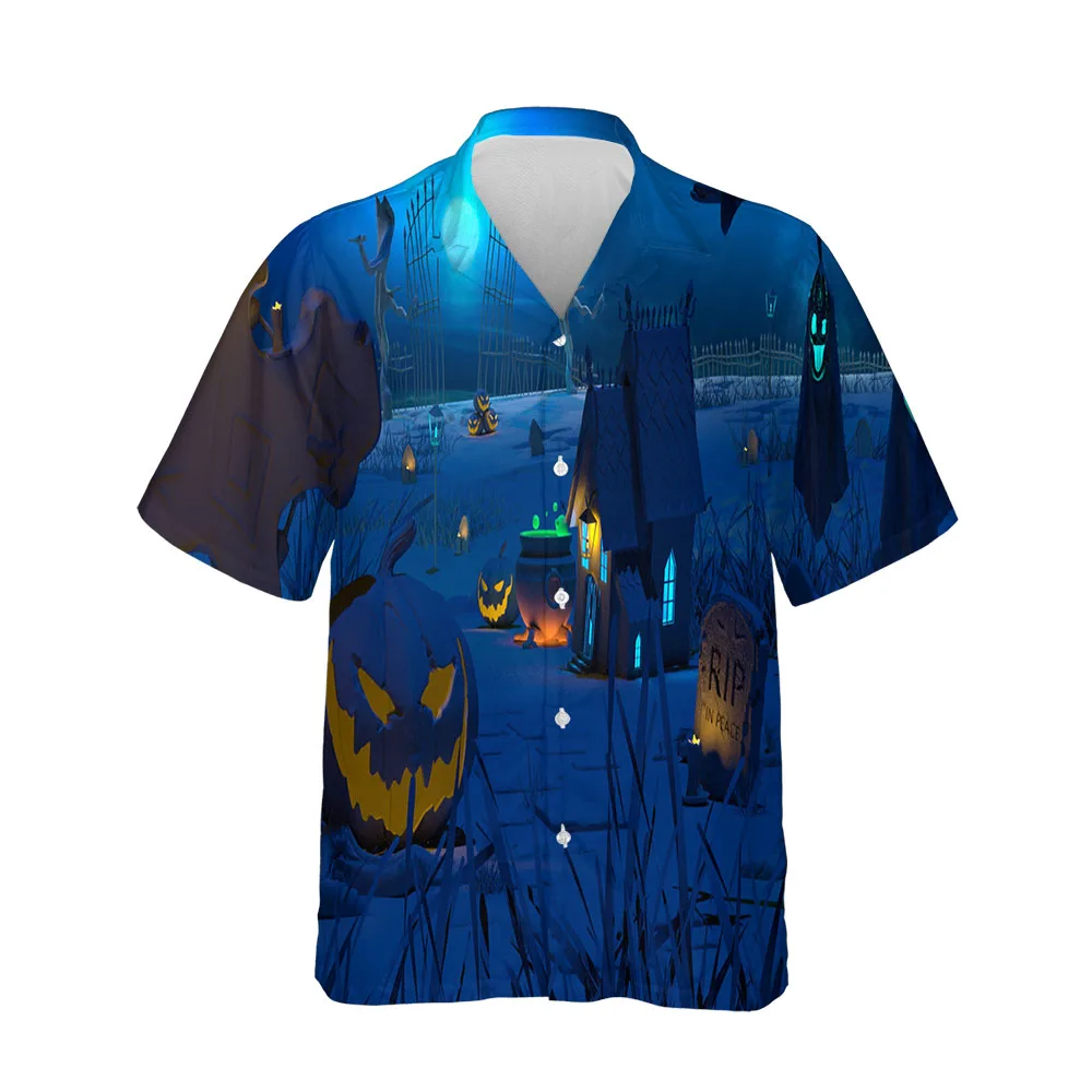 Jumeast 3D Halloween Festival Clothing Blouses Breathable Casual Mens Hawaiian Shirt Short Sleeve Fashion Streetwear Men Shirt