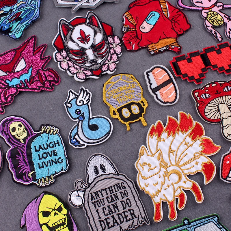 

Нашивки с вышивкой в стиле аниме для одежды, Симпатичные Мультяшные термоклейкие нашивки для одежды, полоски с изображением пиритма на липу...