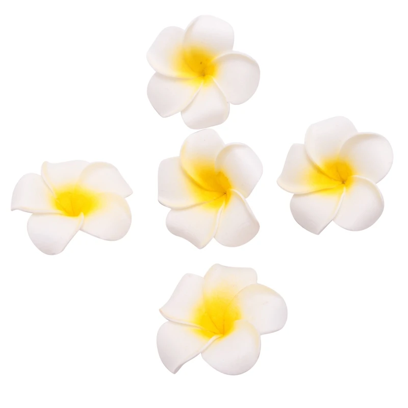 

100 шт. искусственный Плюмерия, искусственный цветок, венок из белой пены, гавайская французская шляпа, свадебное украшение «сделай сам» 5 см
