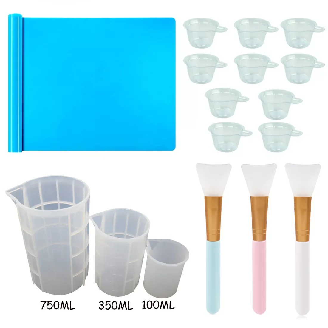 

2022New Making Tool Kit Silicone Measuring Cup Dropper Stirring Stick Split Cups UV Epoxy Resin Mould Casting Handmade Making