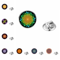 fashion classic mandala pattern 20mm glass cabochon spur brooch kaleidoscope series brooch gift jewelry for men and women