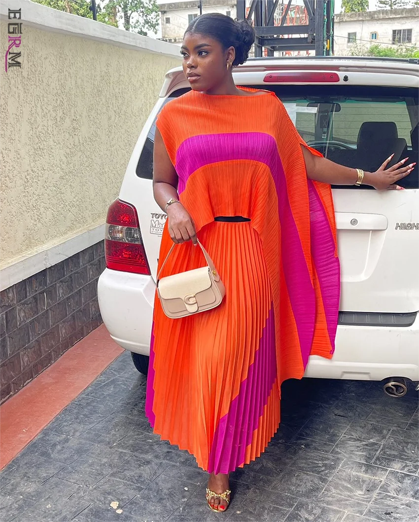 EGRM женский плиссированный комплект из двух предметов для вечерних вечеринок топ