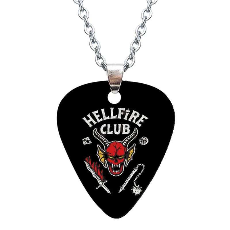 

20pcs Eddie Munson Necklace Hellfire Club Necklace Guitar Pick Pendant Eddie Fans Gift Boys Men Strange Things Jewelry Bulk