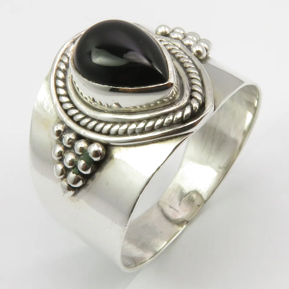 

Semi-precious Stone Drop Black Ring Size 10 Inexpensive