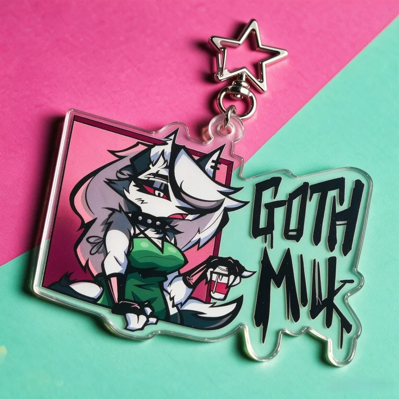 Фото Брелок-подвеска Helluva Boss Loona Goth Milk Furry из акрила, двусторонний, прозрачный, в форме звезды, для сумок, аниме-подарок для фанатов Hazbin Hotel №4