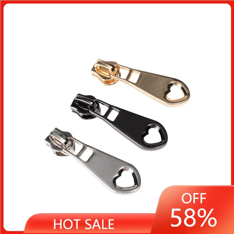

5# Zipper Sliders Heart Shaped Head Metal Zipper Pull Zipper For Handbag Backpack Garment Sewing Tailor Tool