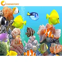 chenistory 6075cm frame fish diy painting by numbers kits coloring paint by numbers coral modern wall art picture gift home dec