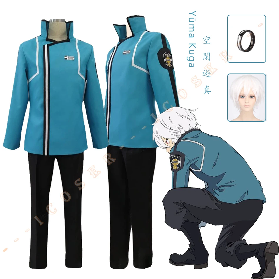 

Anime World Trigger Kuga Yuma Costume Cosplay Green School Blue Rank Osamu High Agent Uniform Mikumo Outfit Carnival Party Suit
