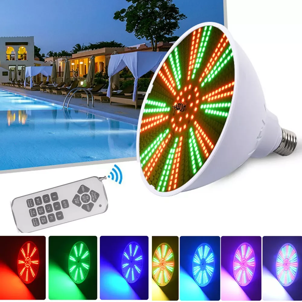 

NEW2023 120 в 12 В встроенный светильник для бассейна PAR38 RGB с дистанционным управлением 40 Вт подводный светильник ing декоры IP68 садовый двор фонтан ...