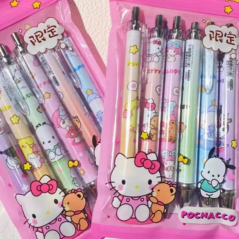 

Новинка кавайная Милая Sanrio Hellokitty Kuromi Mymelody Cinnamoroll почтовая нажимная нейтральная ручка мультяшный Рождественский подарок для девочек